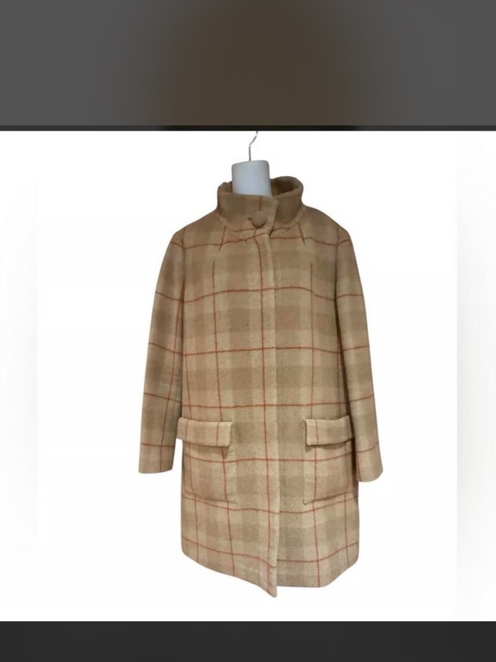 FOSSIL Womens Tan Plaid Wool-Blend Coat